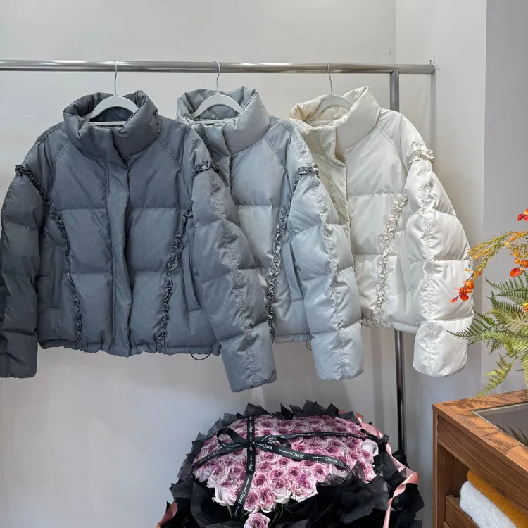 短款棉服女2025欧货冬季加厚木耳边小众立领保暖棉服外套9805#