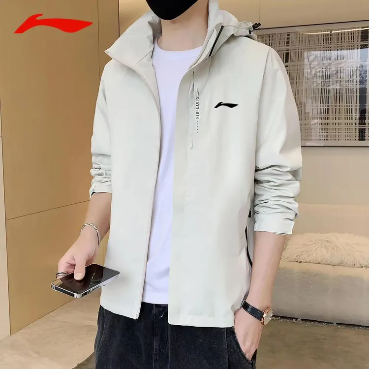 李宁赤兔男女款秋冬纯色连帽户外透气防水防风休闲运动外套