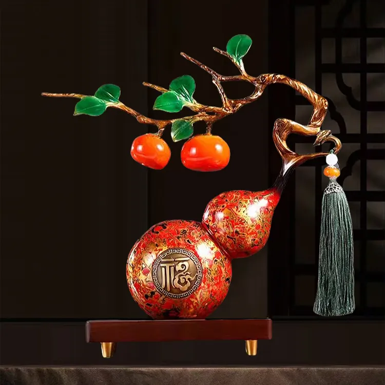 【事事如意】全铜柿子葫芦摆件大漆工艺品客厅乔迁搬家办公室高档礼