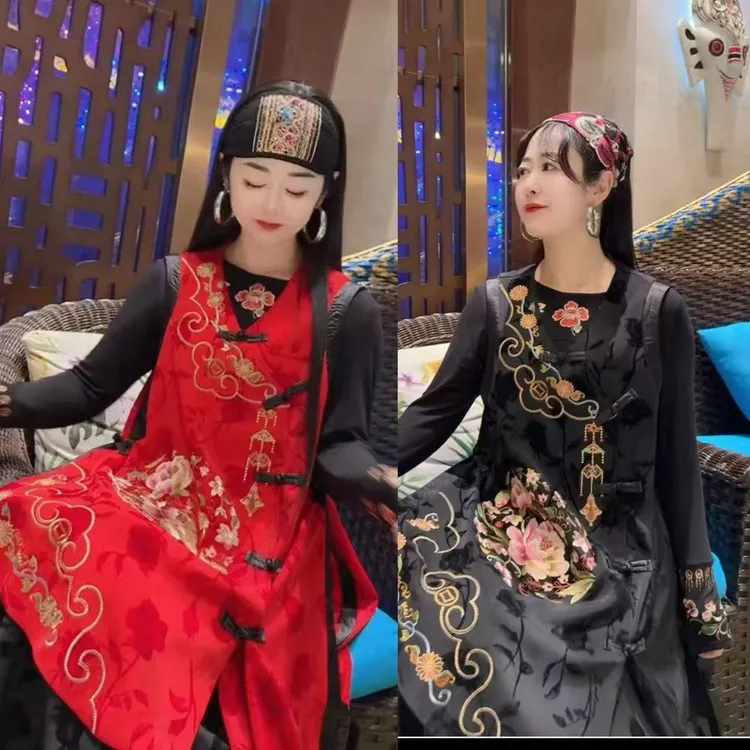 民族风重工刺绣宽松型马甲唐汉布衣新款Y