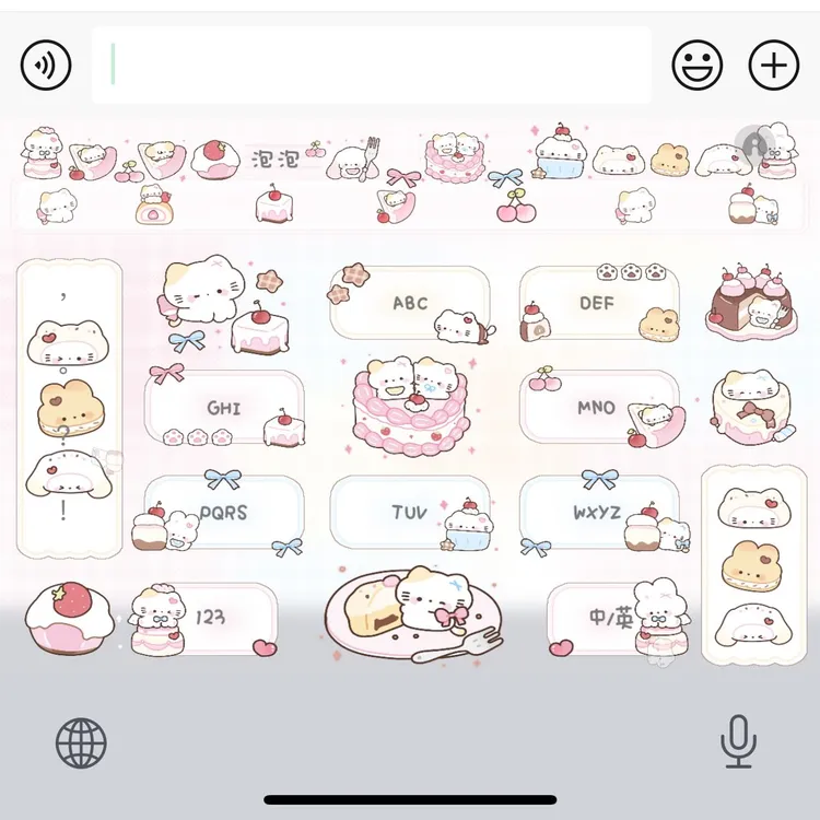 【甜品小猫】ios苹果安卓百度输入法可爱打字键盘皮肤美化白肚皮