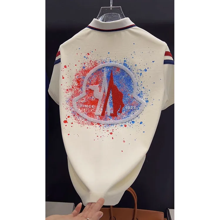 欧货顶奢高定男装上衣2025夏季新款大牌重工刺绣百搭休闲poloT恤