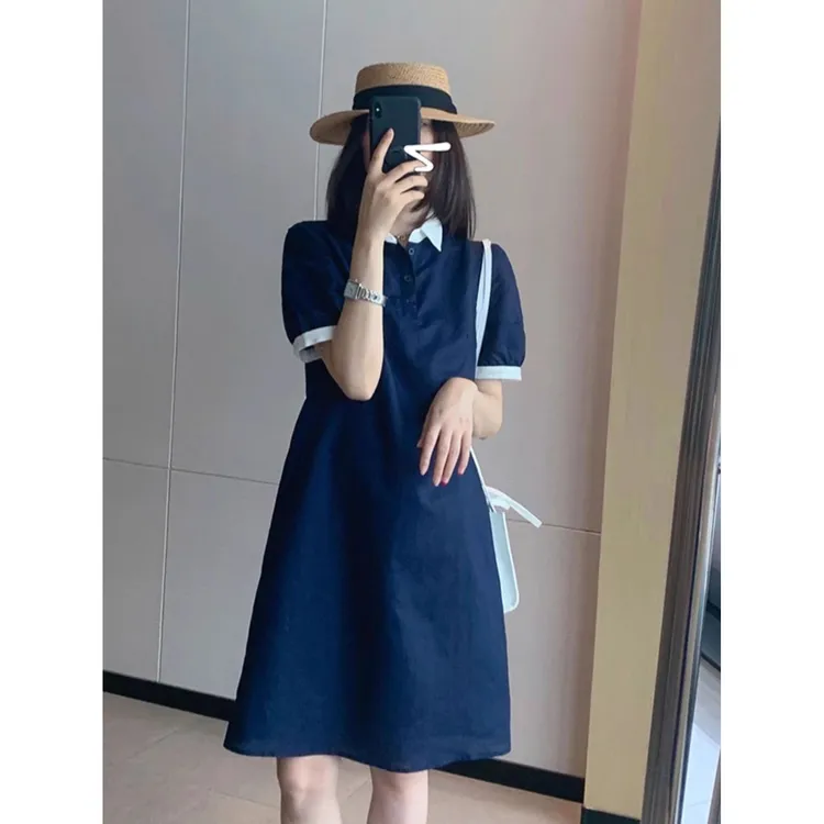 法式高级感气质女神范连衣裙夏季新款洋气胖mm宽松遮肚子中长裙