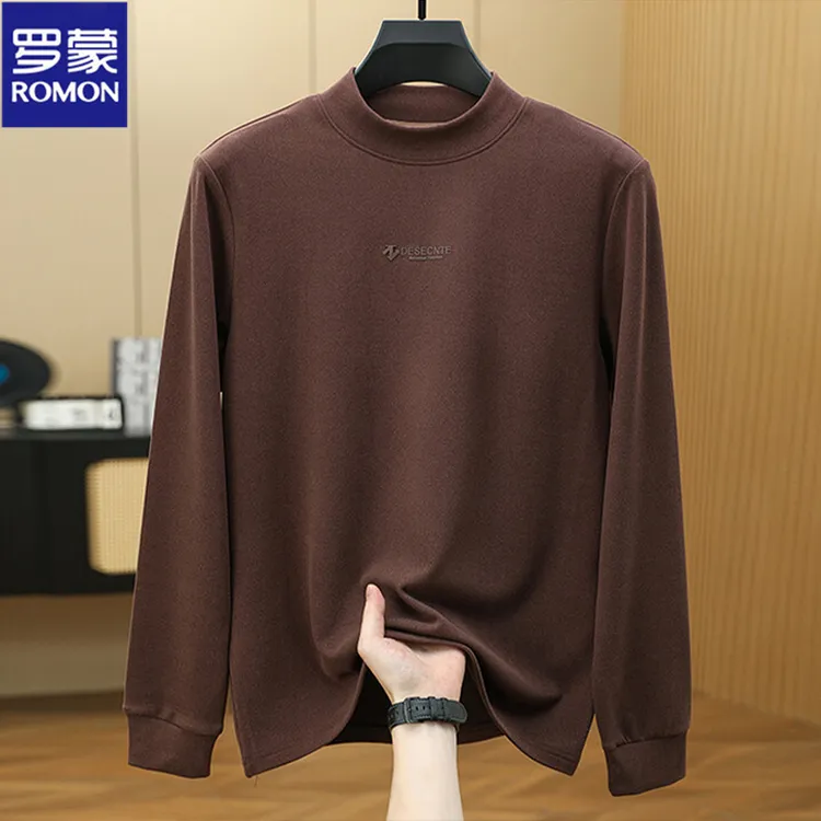 Romon/罗蒙男士石墨烯保暖搭子打底衫秋冬德绒长袖时尚百搭上衣
