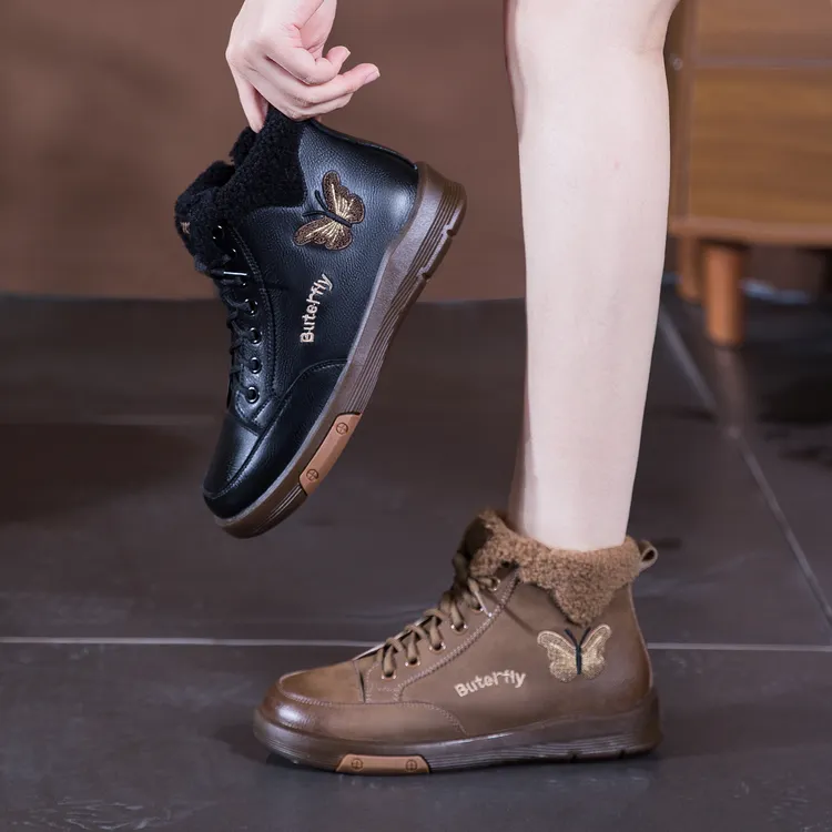 真皮马丁靴女款靴子2025新款短靴秋冬高帮鞋休闲女鞋软底加绒棉鞋