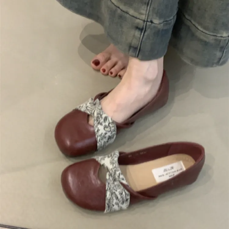 WL-1288-201复古玛丽珍鞋女2025年春季法式圆头浅口软底芭蕾单鞋
