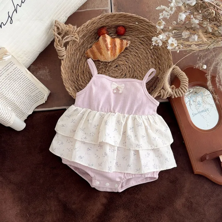 甜美婴儿时尚洋气吊带哈衣裙夏季薄款休闲女宝宝超萌公主周岁爬服