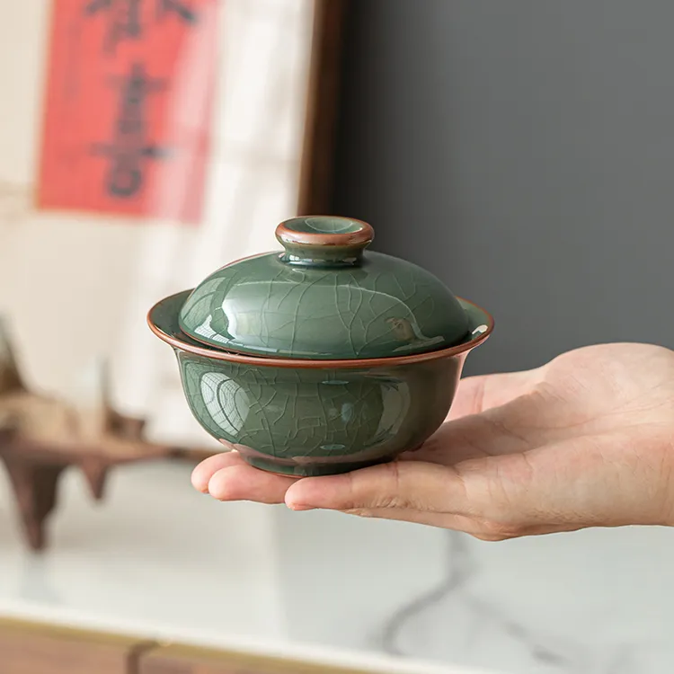 陶瓷烟灰缸带盖家用防风复古客厅摆件防飞灰密封多功能大号烟灰缸