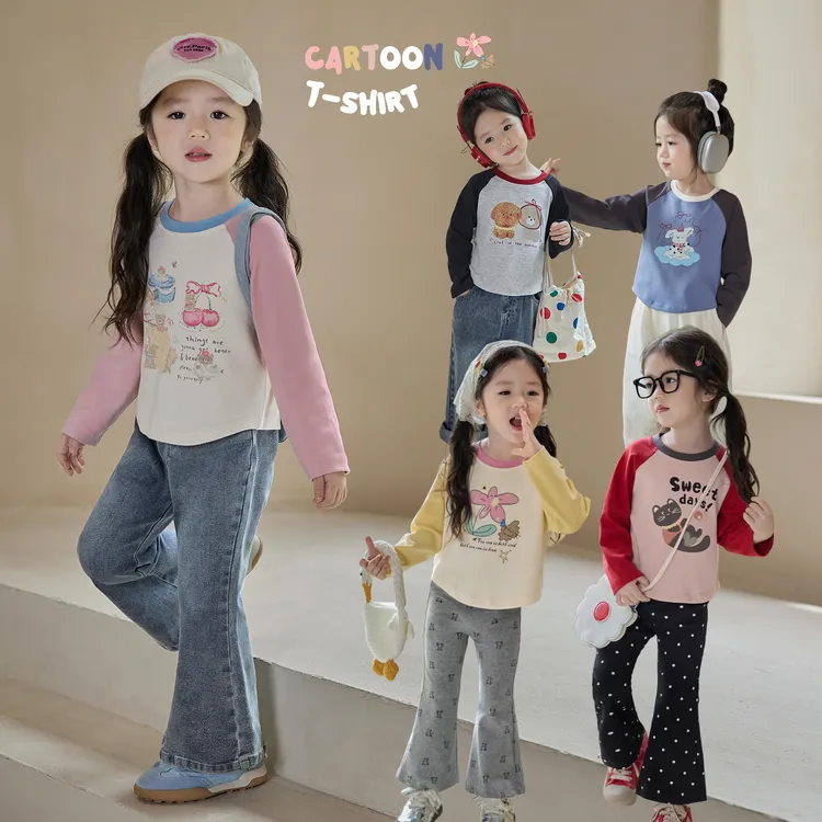 陈大猪小O宝Okids【元气卡通T】插肩袖长T恤好看百搭 YDQ428148