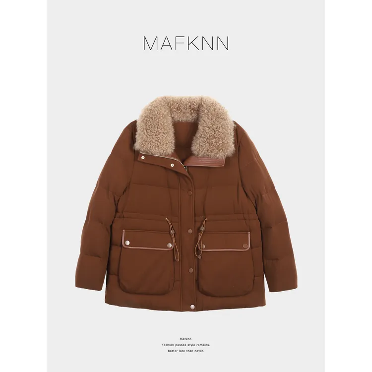 MAFKNN/玛肯时尚休闲简约纯色百搭90白鹅绒羽绒服MK13744