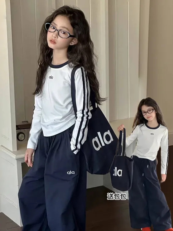 女童春秋款韩版休闲洋气套装中大童小女孩洋气时髦儿童打底衫秋装