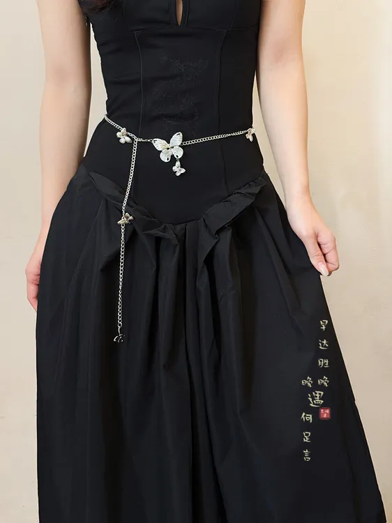 银色金属蝴蝶腰链女款设计感小众腰带配连衣裙子复古腰间配饰装饰