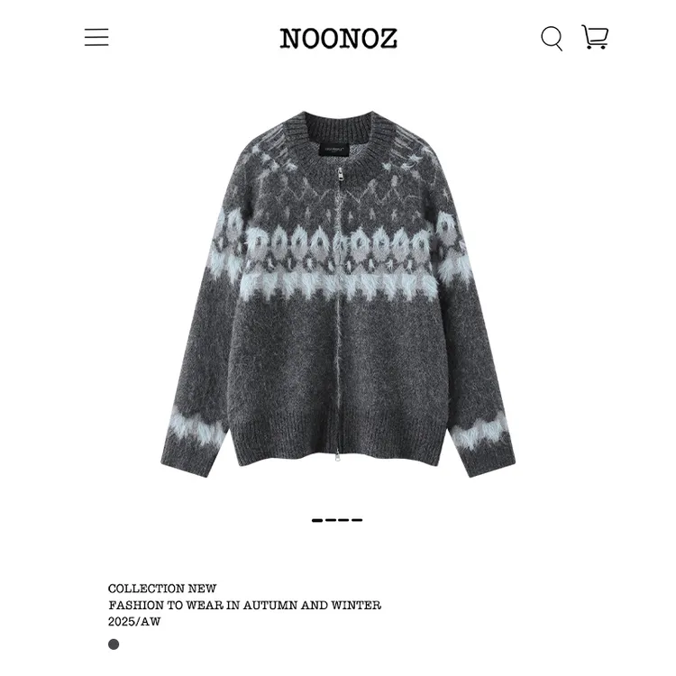 NOONOZ费尔岛提花开衫毛衣男秋冬复古美式潮牌慵懒保暖针织衫外套