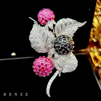 铜合金合成锆石胸针 1299 设计师款绣球花大衣送礼胸针