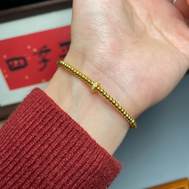 禾乐足金3mm算盘珠手链  G0