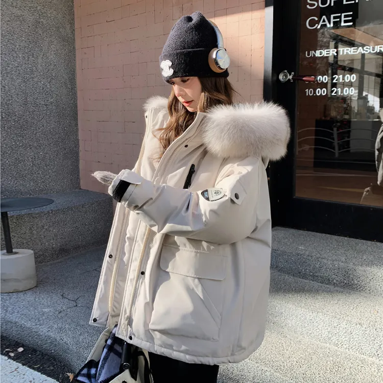 派克羽绒服女款爆款2025新款冬季高级感加厚小个子中长款工装外套