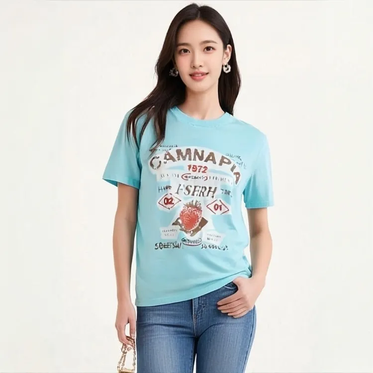 设计感字母印花短袖T恤2025夏季新款大码女装胖MM休闲显瘦上衣