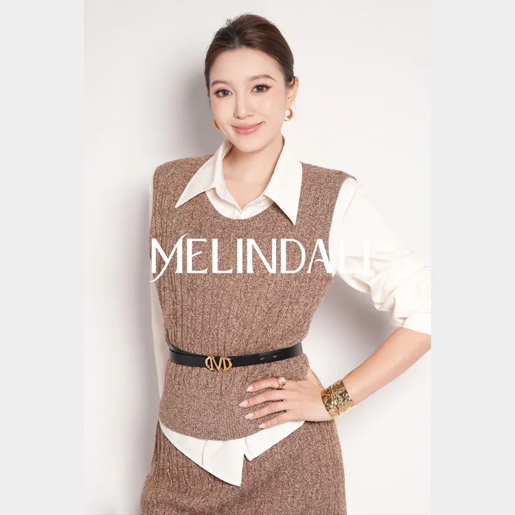 Melinda Li【上东绞花套】私服老钱风金葱绵羊毛绞花针织背心半裙套