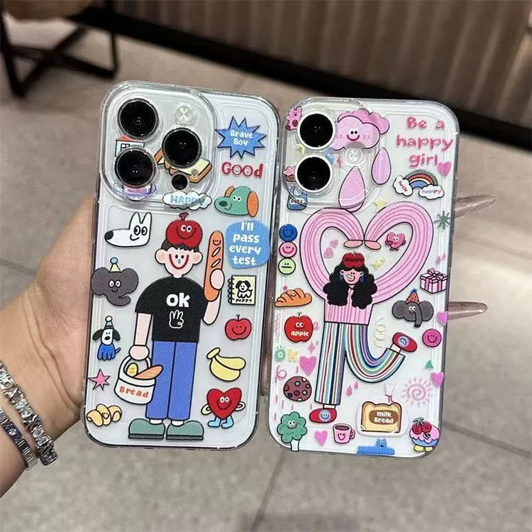 多巴胺男孩女孩适用iphone16Pro手机壳华为P70vivo小米15透明防摔
