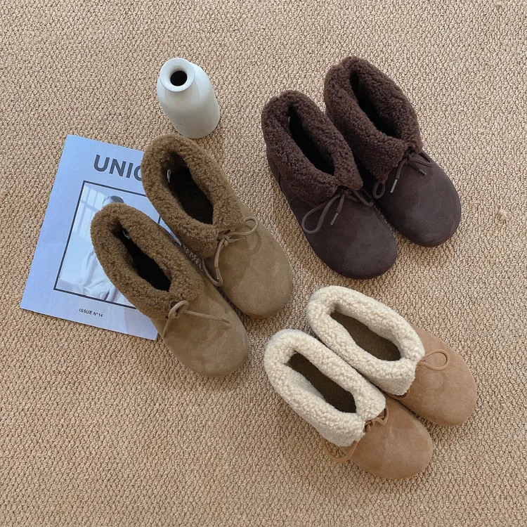 IMFLY金小金自制女装 加绒短靴DYX378冬季百搭保暖内增高雪地靴