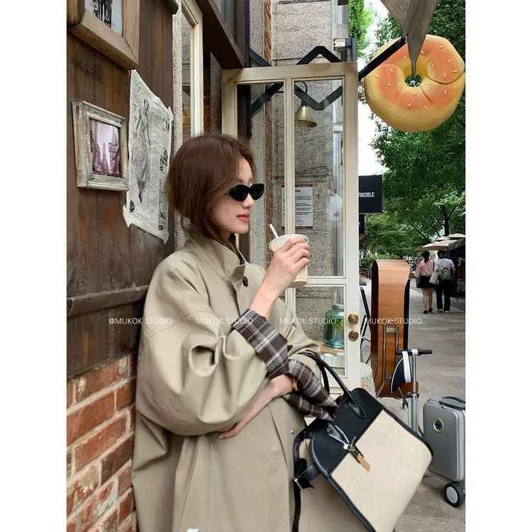 【欧若风】 2025春秋款设计感经典风衣外套英伦风显瘦宽松洋气时尚