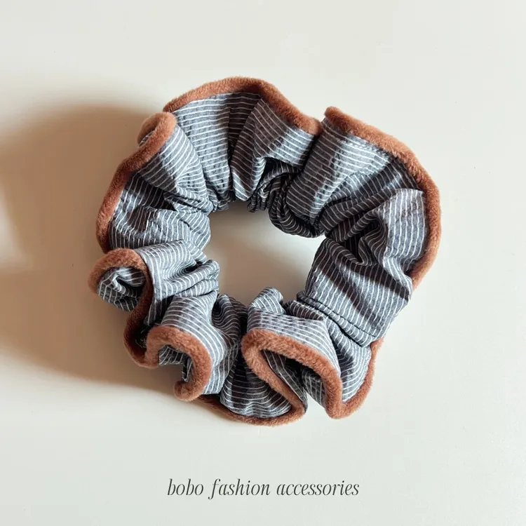撞色条纹大肠发圈女高级感洋气时尚头花扎头发绳低马尾头绳发饰秋