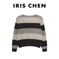 IRIS CHEN 热气球 2025秋冬“绵羊毛”经典条纹复古针织衫25SY871
