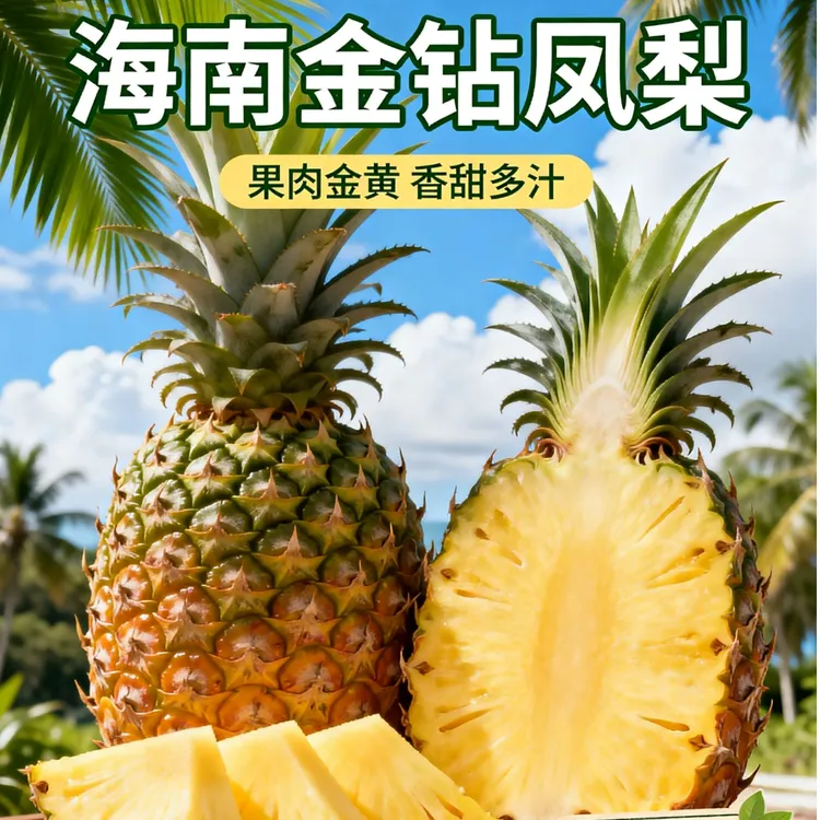 周佰信海南大果凤梨海南正宗金钻凤梨树上熟现摘香甜多汁孕妇水果