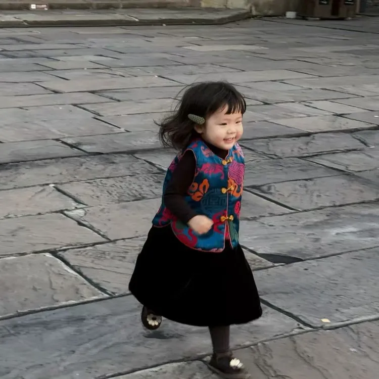 新中式年服蓝色马甲