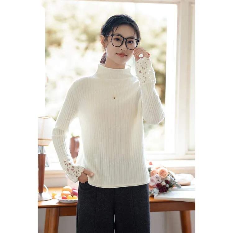 红念100%羊毛针织衫半高领毛衣女2025冬季新款内搭宽松打底衫上衣