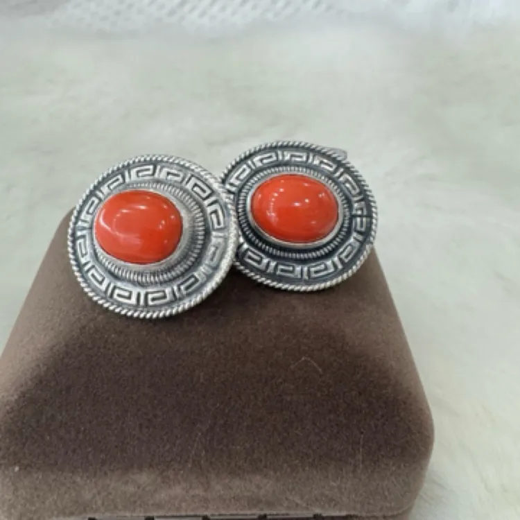 足银银制品 足银蒙古元素真旭日耳钉