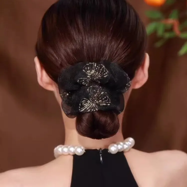 时尚轻奢蝴蝶欧根纱大肠发圈精致百搭优雅高级法式发饰发圈皮筋女