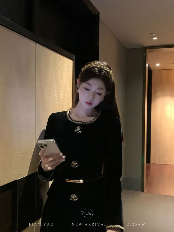 EIA一尧【贝多芬乐章】复古丝绒金线编织短外套气质高级矜贵小香风