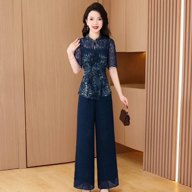 老钱风夏季新款职场穿搭贵夫人气质时尚大气休闲修身显瘦套装减龄