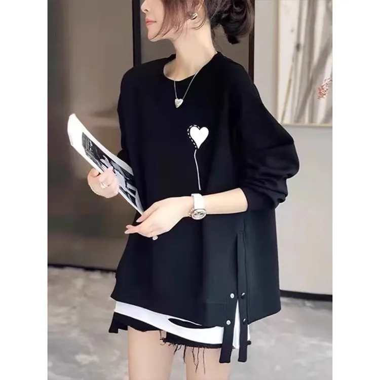 特大码300斤设计感中长款炸街时尚卫衣女胖妹妹宽松加绒加厚上衣