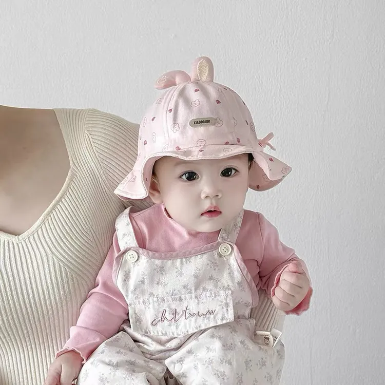 卡通风卡通大檐婴儿帽春秋可爱宽檐帽子韩版女宝渔夫帽
