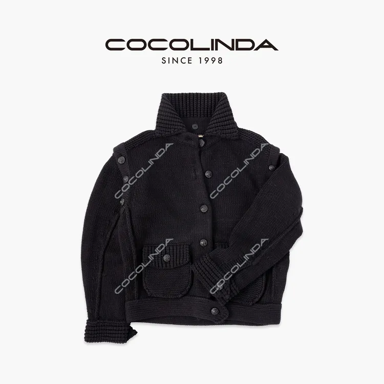 COCOLINDA | 100%棉3针粗犷平纹重工四穿（可拆卸领）小款外套S5383