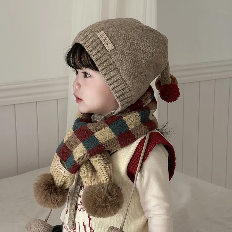 宝宝帽子可爱ins针织帽护耳加厚保暖毛线帽秋冬户外婴幼儿套头帽