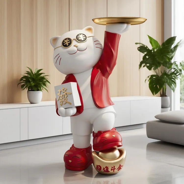 日进斗金招财猫落地吉祥寓意摆件店铺门口喜庆送朋友开业装饰礼品