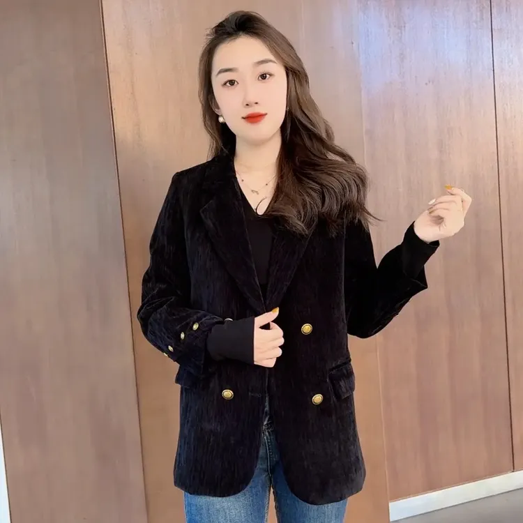 2025新款西装外套女雪尼尔时尚女装百搭高级感气质宽松高级感西服