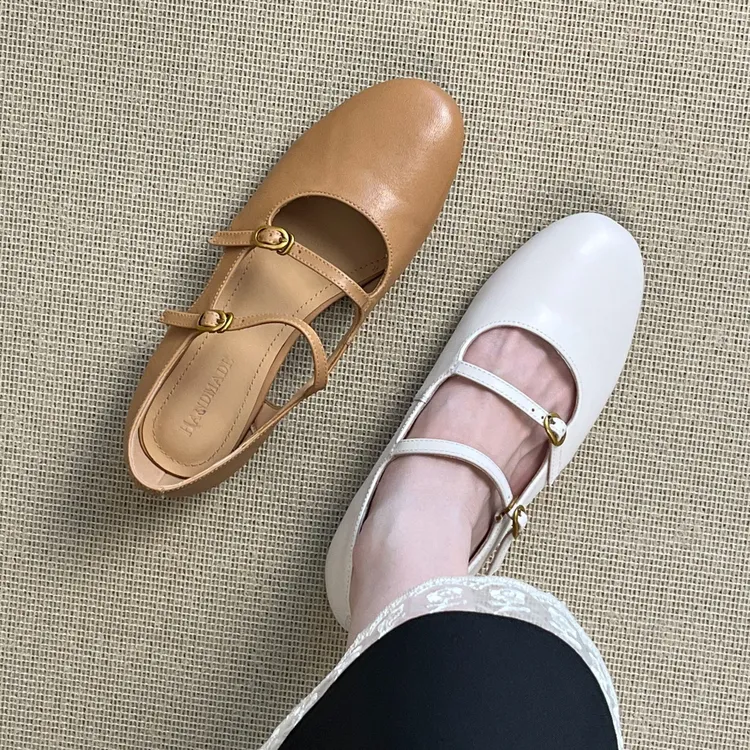 【岑苗】1cm/夏季新款浅口法式镂空玛丽珍鞋圆头单鞋百搭豆豆鞋女鞋