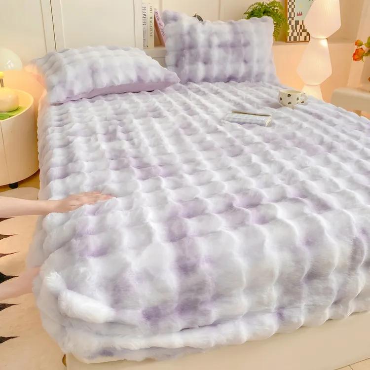 冬季牛奶绒床笠加绒加厚保暖床单床罩防滑床垫保护套罩兔毛绒床套