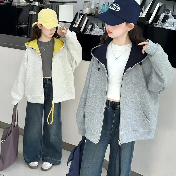 女童秋季带帽学院风外套连帽中大童女孩学生休闲春秋韩风6-18岁潮