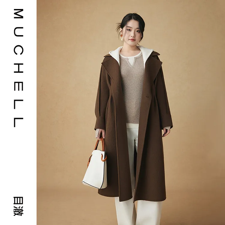 目澈MUCHELL冬季新款【帕米尔秘境】大码假两件连帽大衣MDS4AD8515