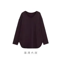 【海涛大叔】「必备T」拉毛V领弧形宽松打底衫 GSJ068