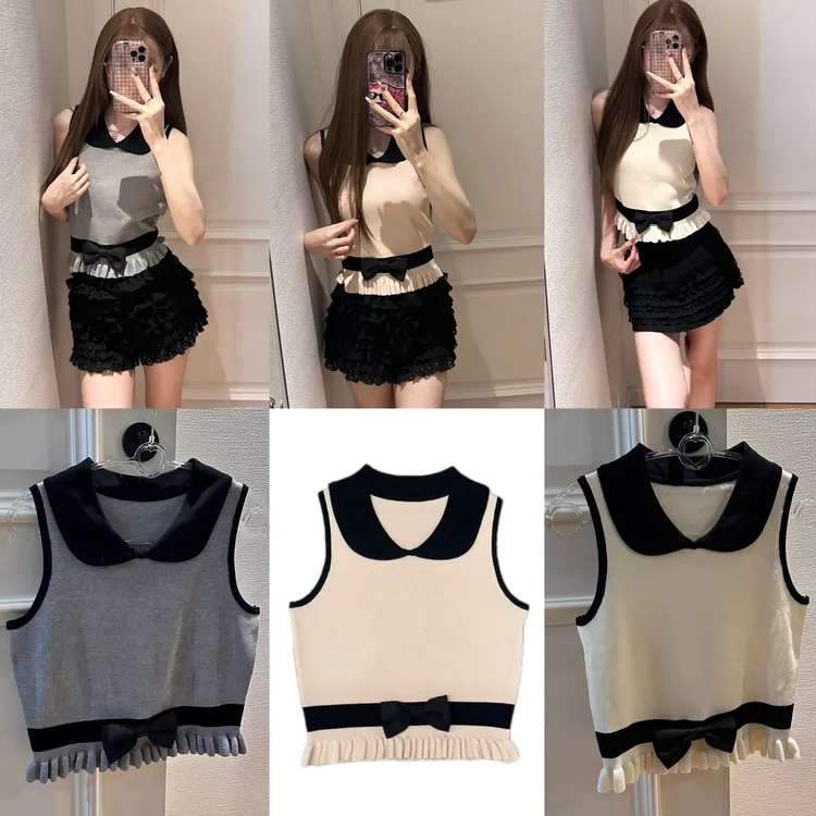 【AMANLIN专属】（有运补）昭和少女蝴蝶结娃娃领花边拼接设计女上衣