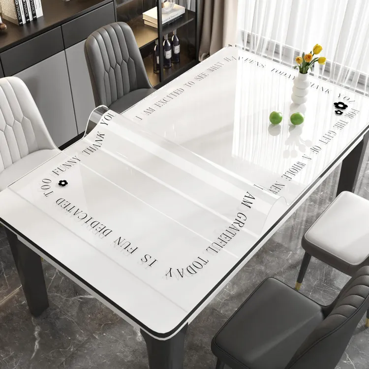 黑白透明餐桌垫防水防油桌面保护垫轻奢高级感pvc软玻璃台面桌布