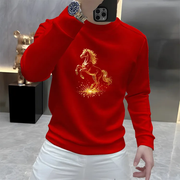 2025秋季新款圆领男士美式印花卫衣套头潮流男装休闲百搭打底长袖