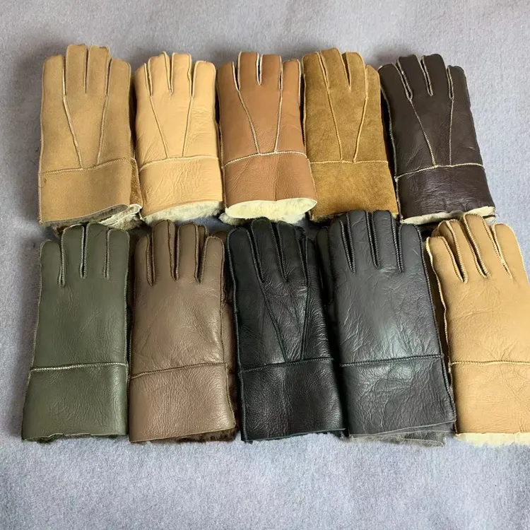 男女冬季保暖真羊皮毛一体手套加厚男款分指加绒秋冬季羊毛手套