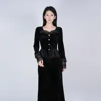 2025新款优雅精致黑色蕾丝气质轻奢女套装WH05007358+WK05007358